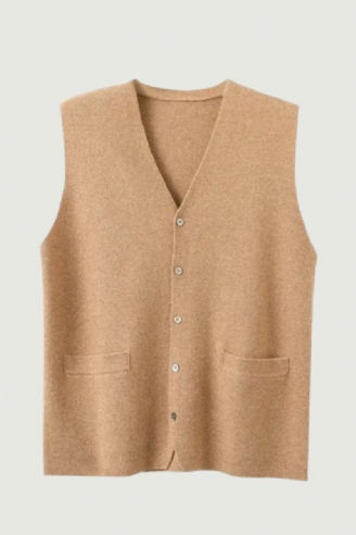 Herre Pure Cashmere Cardigan Vest Efterår Vinter V-hals Ung Strik Top High-end Jakke Afslappet Ærmeløs Sweater