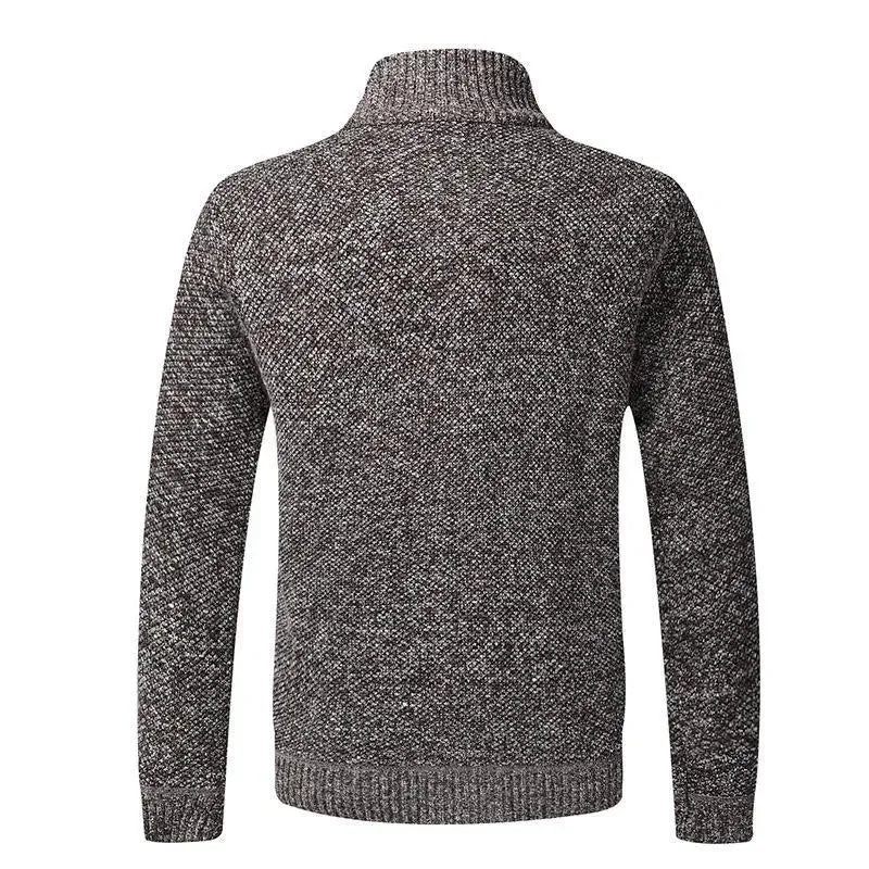 Herre Strik Cardigan Vinter Vintage Varmt Fleece Tøj Over Slim Fit Sweatere Overtøj Frakke - Sort