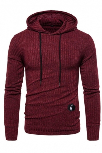 Herre Sweatshirts Ensfarvet Casual Stretch Slim Fit Hættetrøjer Mandlige Efterår Basic Streetwear Mænd