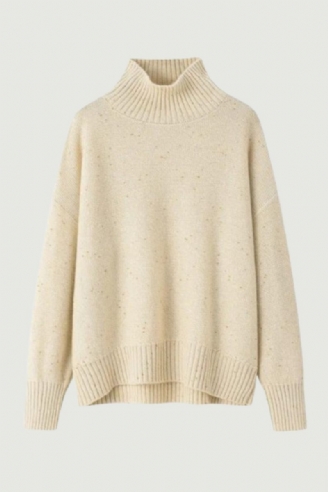 Kvinder Kashmir Tykke Sorte Pullovere Mock-neck Sweater