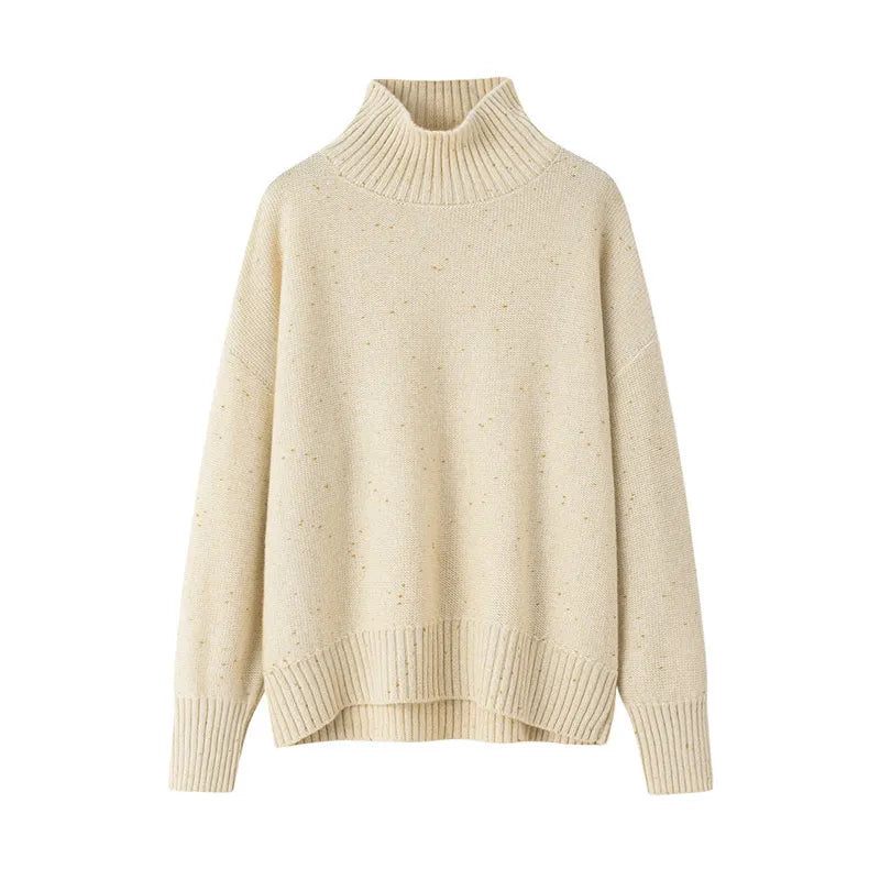 Kvinder Kashmir Tykke Sorte Pullovere Mock-neck Sweater - Sort