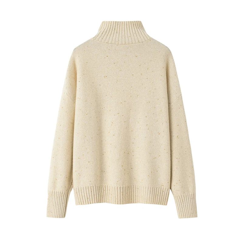 Kvinder Kashmir Tykke Sorte Pullovere Mock-neck Sweater - Sort