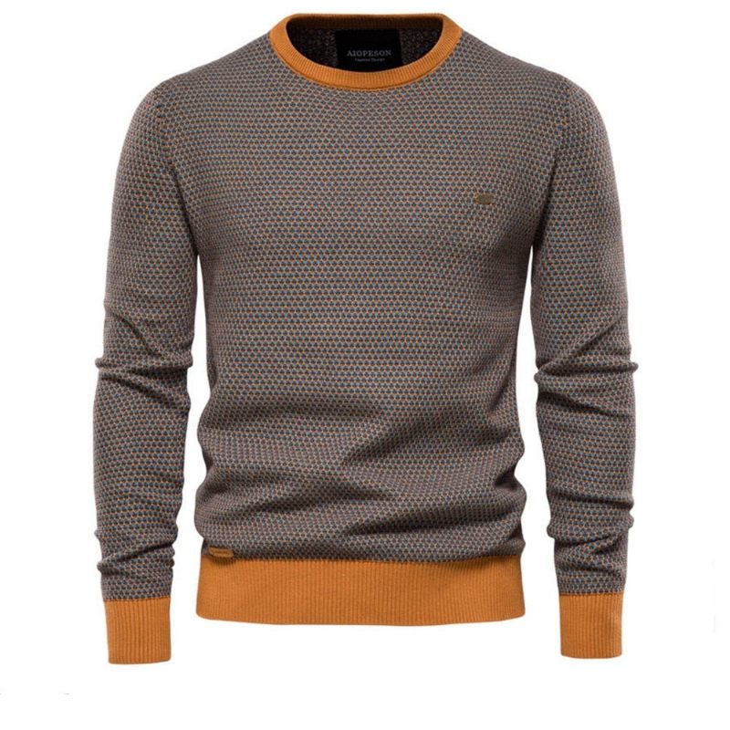 Løse Bomuldstrøjer Sweater Mænd Casual Varm Kvalitet Splejset Herre Strikket Vintertrøjer Til - Orange