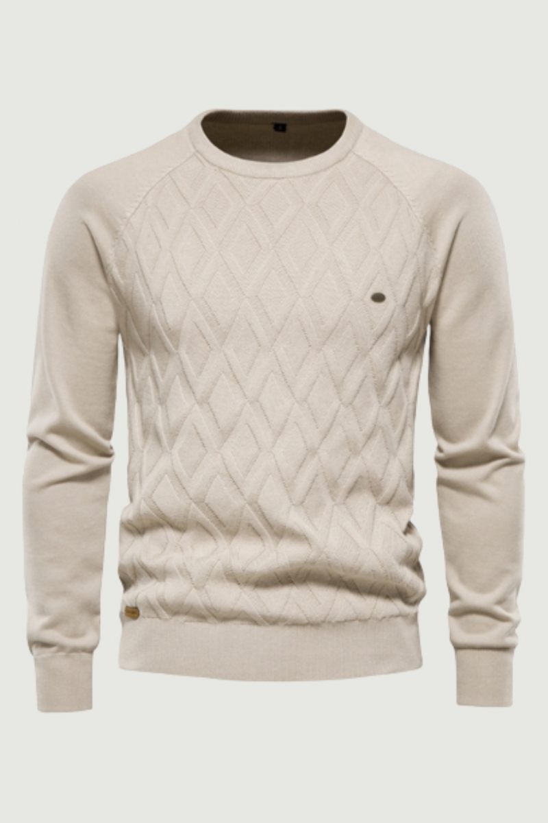 Mænd Efterår Og Vinter Pullover Solid Diamond Plaid Strikket Sweater Casual