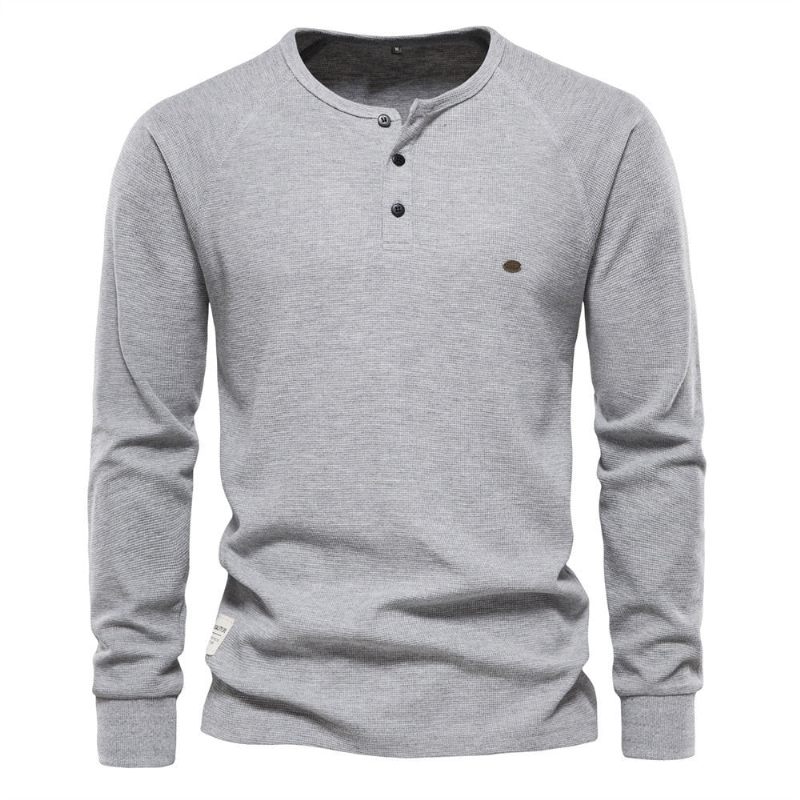 Mænd Ny Efterårstrøje Blød Sweater Herre Pure O-halstrøjer Knaptrøjer Varm Slim Fit Herretøj - Hvid