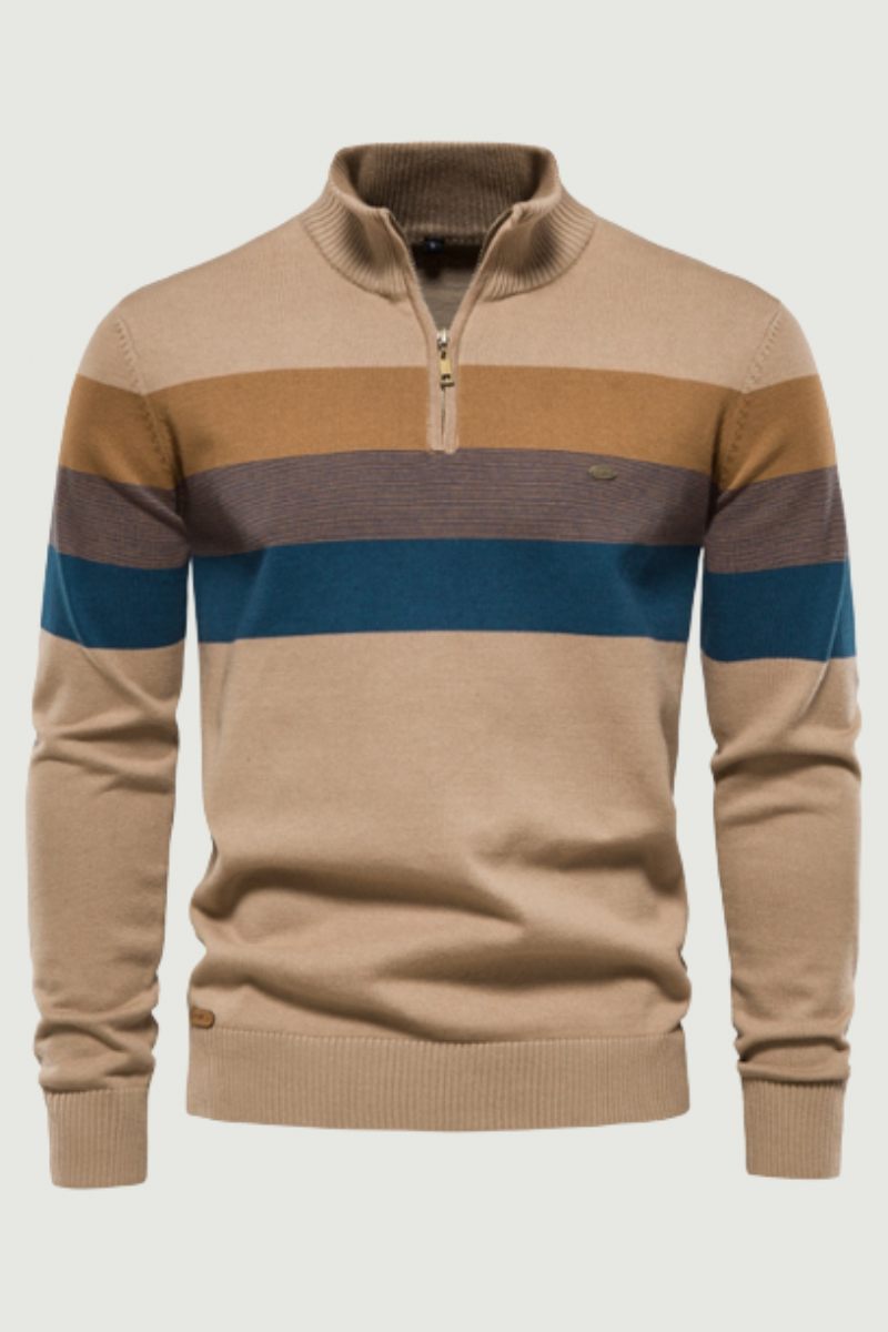 Mænd Stripe Sweaters Stand Krave Pullover Herre Sweater Strik Jumpers Efterår Varme Langærmede Overdele Tøj