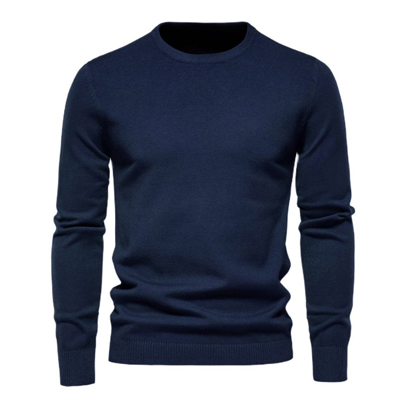 Mænd Sweater Casual Ensfarve Varm Vinter Slim Herre Sweatere - Flogblå