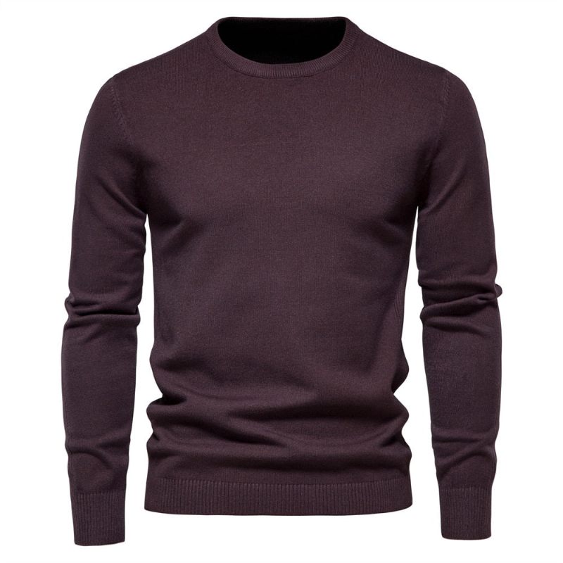 Mænd Sweater Casual Ensfarve Varm Vinter Slim Herre Sweatere - Flogblå