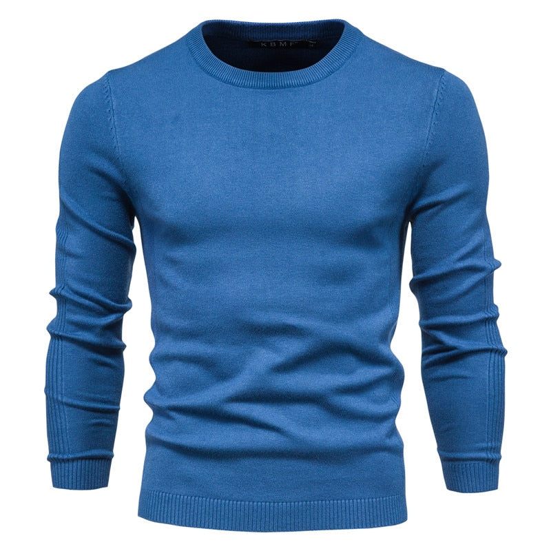 Mænd Sweater Casual Ensfarve Varm Vinter Slim Herre Sweatere - Flogblå