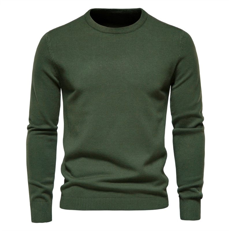 Mænd Sweater Casual Ensfarve Varm Vinter Slim Herre Sweatere - Flogblå