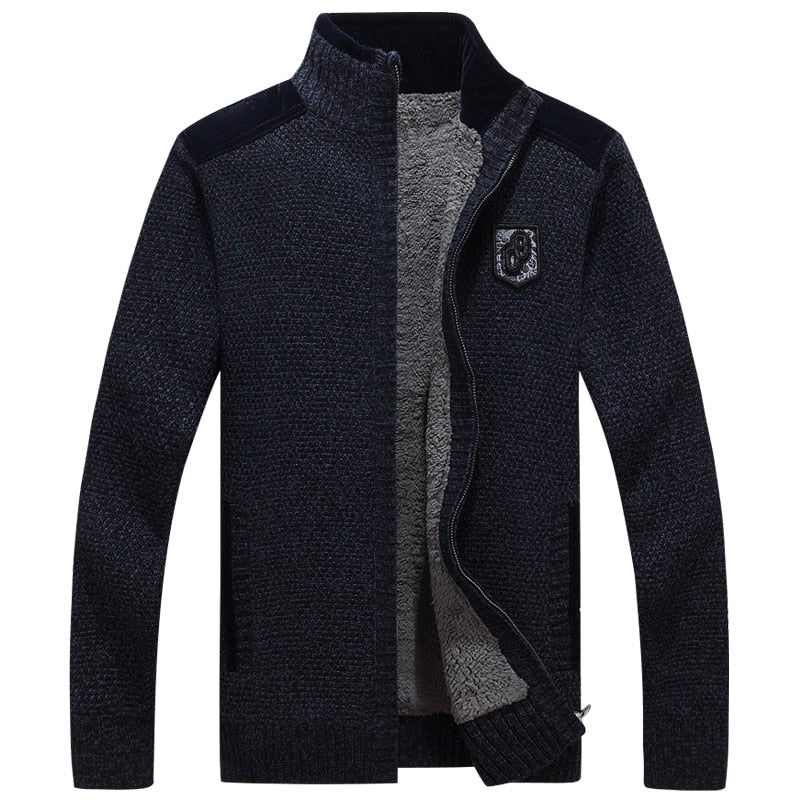 Mænd Trøjer Med Lynlåse Tyk Fleece Varm Sort Casual Vinter Cardigan Uld - 290 Sort