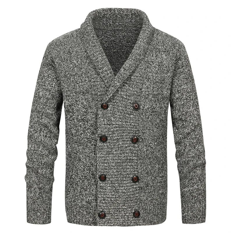 Mænd Vinter Holde Varmen Strikketrøje Slim Fit Dobbeltradet Casual Cardigan Sweater Strik Frakker - Grå