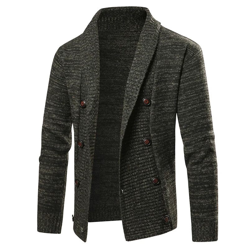 Mænd Vinter Holde Varmen Strikketrøje Slim Fit Dobbeltradet Casual Cardigan Sweater Strik Frakker - Grå