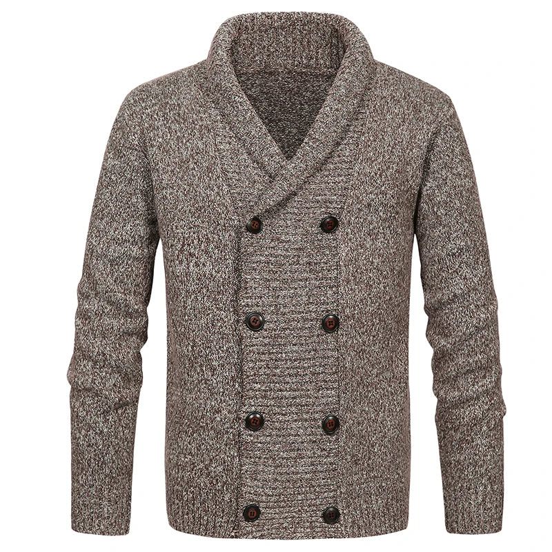 Mænd Vinter Holde Varmen Strikketrøje Slim Fit Dobbeltradet Casual Cardigan Sweater Strik Frakker - Grå