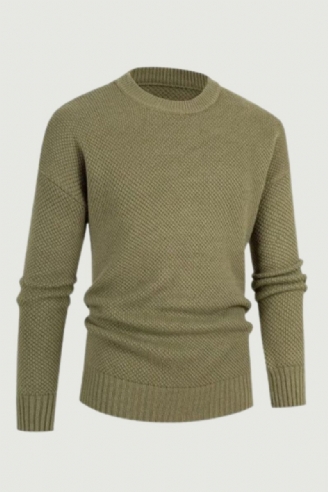 Mænds Casual Classic O-hals Pullovere Mænd Solid England Style Strikket Sweater