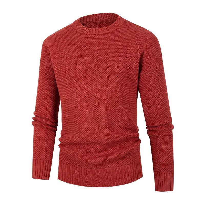 Mænds Casual Classic O-hals Pullovere Mænd Solid England Style Strikket Sweater - Kaki