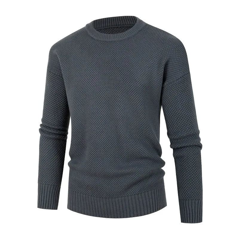 Mænds Casual Classic O-hals Pullovere Mænd Solid England Style Strikket Sweater - Kaki