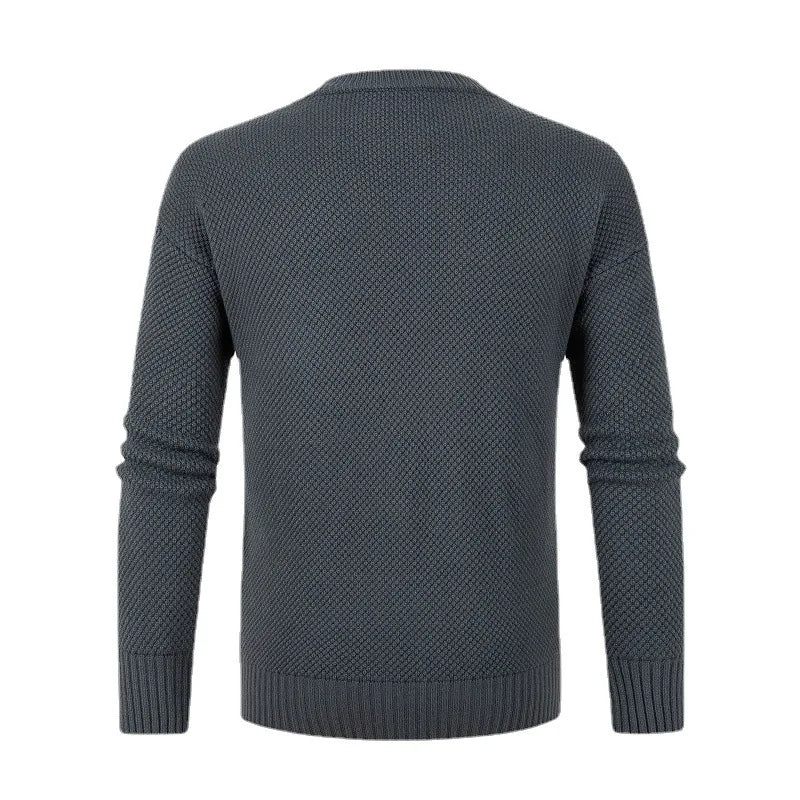 Mænds Casual Classic O-hals Pullovere Mænd Solid England Style Strikket Sweater - Kaki