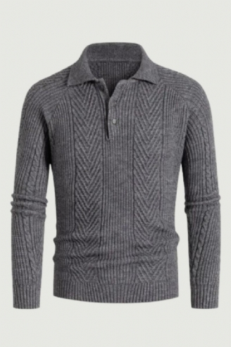 Slim Base Skjorte Til Mænd Reverstrøje Strik Jacquard Efterår Og Vinter Sweater Frakke Fortykket Herre