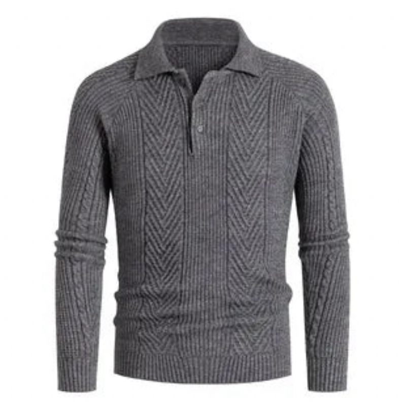 Slim Base Skjorte Til Mænd Reverstrøje Strik Jacquard Efterår Og Vinter Sweater Frakke Fortykket Herre - Marineblå