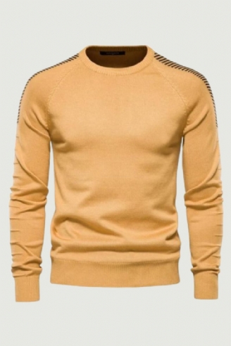 Splejset Dropsleeve Sweater Til Mænd Casual O-hals Slim Fit Pullovere Herre Sweatere Vinter Varm Strikket Til