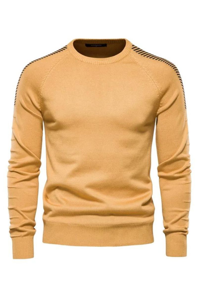 Splejset Dropsleeve Sweater Til Mænd Casual O-hals Slim Fit Pullovere Herre Sweatere Vinter Varm Strikket Til - Hvid