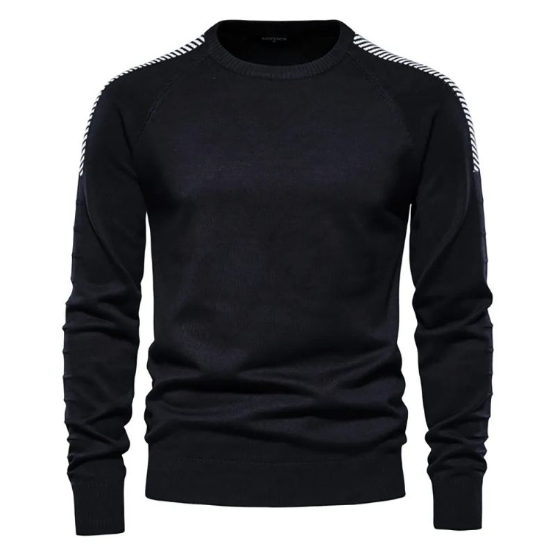 Splejset Dropsleeve Sweater Til Mænd Casual O-hals Slim Fit Pullovere Herre Sweatere Vinter Varm Strikket Til - Hvid