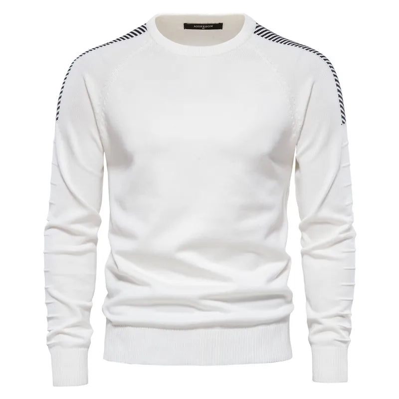 Splejset Dropsleeve Sweater Til Mænd Casual O-hals Slim Fit Pullovere Herre Sweatere Vinter Varm Strikket Til - Hvid