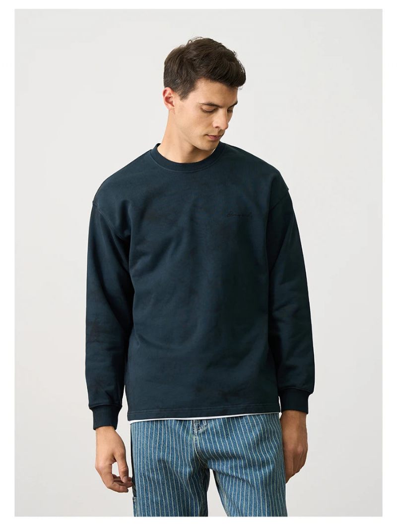 Spring Oversize Dark Sweatshirts Hættetrøjer Pullovere - Marine Blå