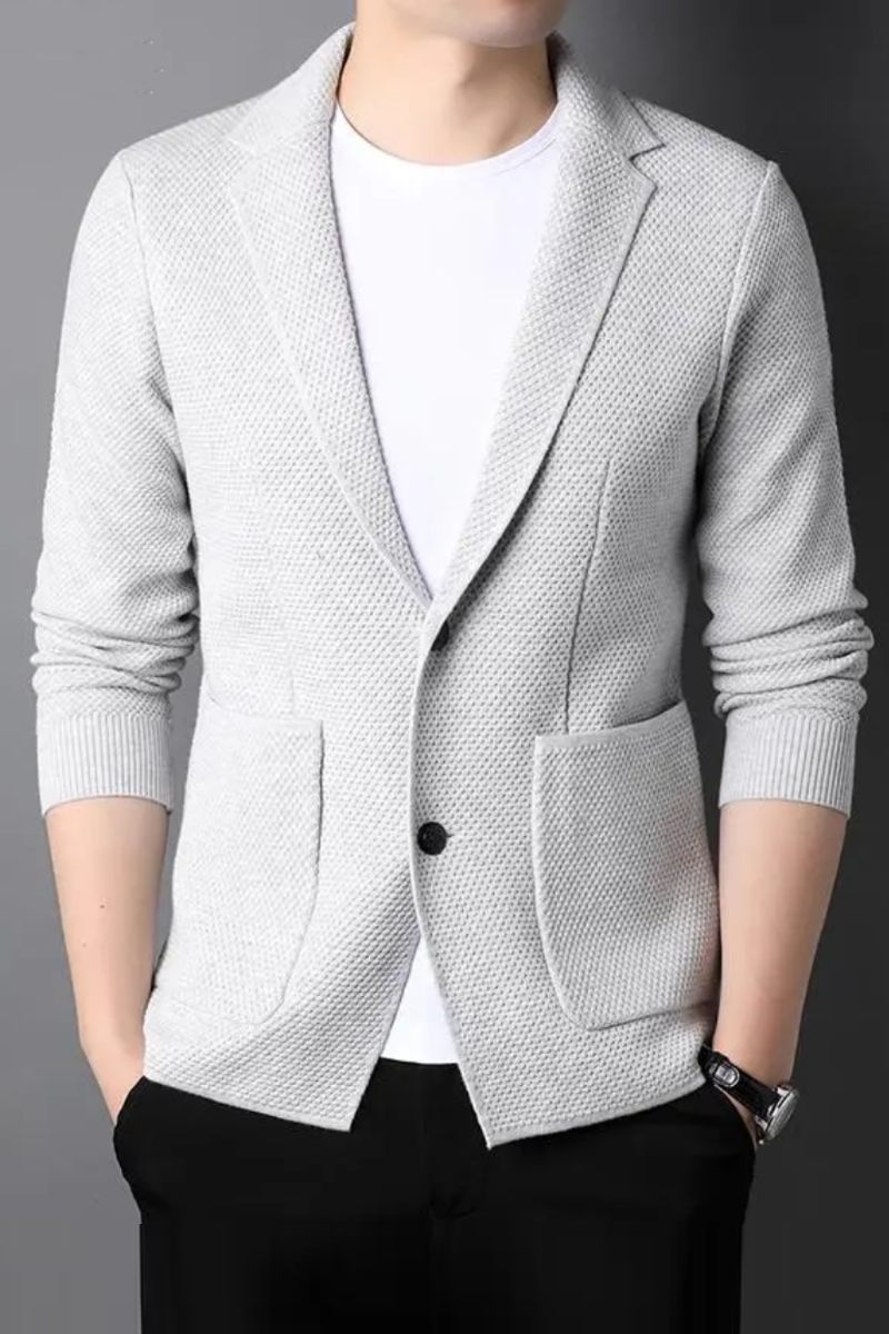 Strik Style Cardigan Mænd Slim Fit Sweater Casual Solid Frakker Jakke Tøj