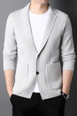 Strik Style Cardigan Mænd Slim Fit Sweater Casual Solid Frakker Jakke Tøj