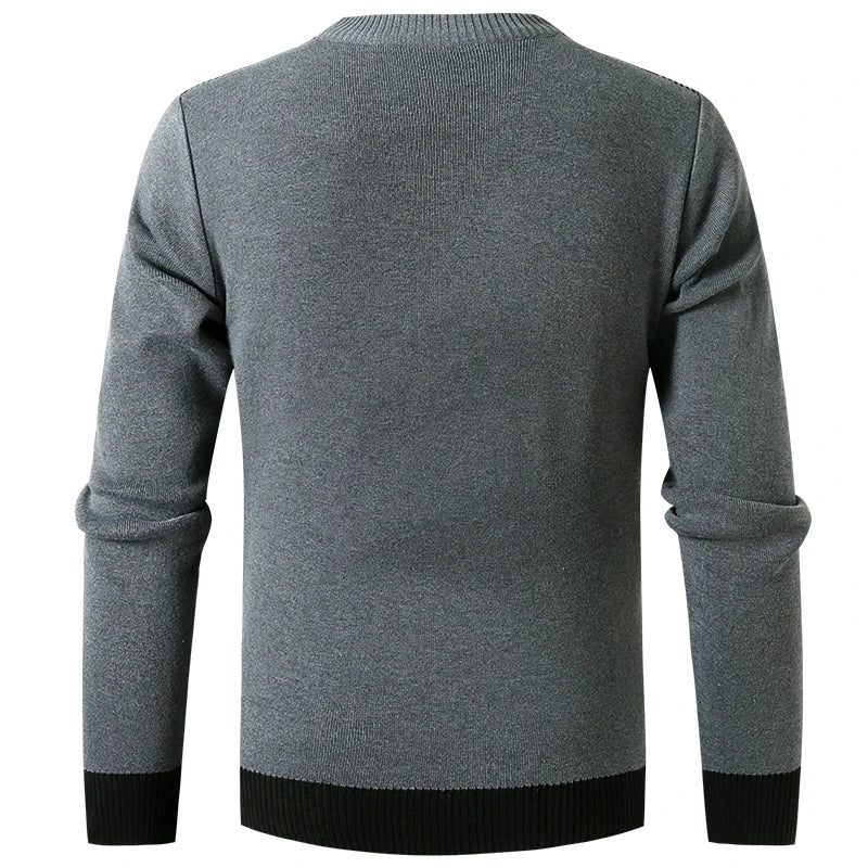 Strikkede Sweatere Til Mænd Slank Lynlås Mock-hals Striktrøje Causal Solid Sweater Herretøj - Rød