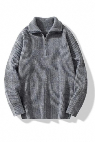 Sweater Herre Casual Varm Løs Lynlås Langærmede Sweatere Jumper Tøj Strik Pull