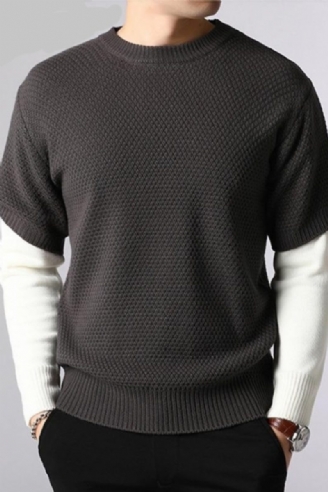 Sweater Herre Forår Efterår Varm Patchwork Sweatere Casual O-hals Pull Homme Langærmet Pullover