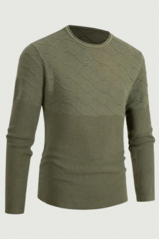 Sweater Herre O-hals Pullover Slim Fit Strik Langærmede Sweatere Casual Efterår Vinter Strikkede Pullovere