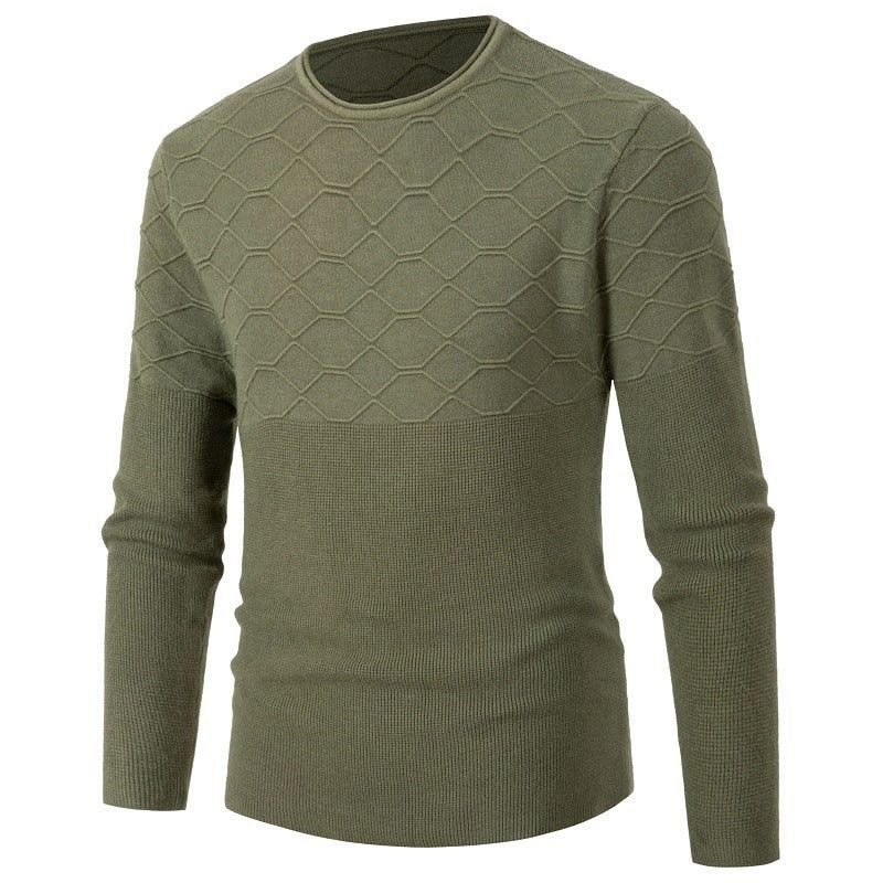 Sweater Herre O-hals Pullover Slim Fit Strik Langærmede Sweatere Casual Efterår Vinter Strikkede Pullovere - Sort