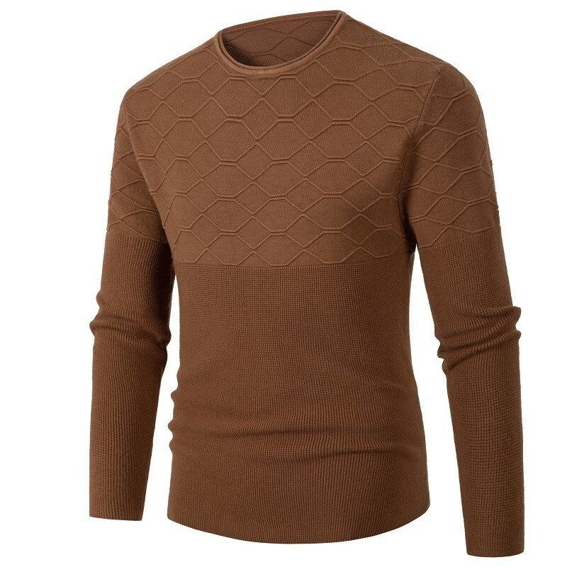 Sweater Herre O-hals Pullover Slim Fit Strik Langærmede Sweatere Casual Efterår Vinter Strikkede Pullovere - Sort