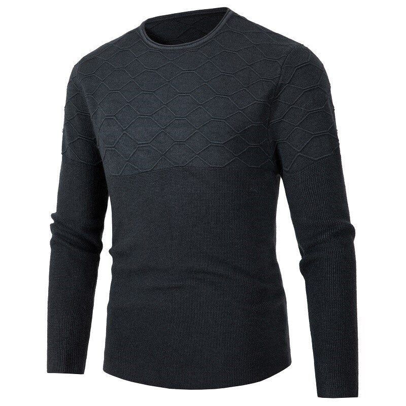 Sweater Herre O-hals Pullover Slim Fit Strik Langærmede Sweatere Casual Efterår Vinter Strikkede Pullovere - Sort