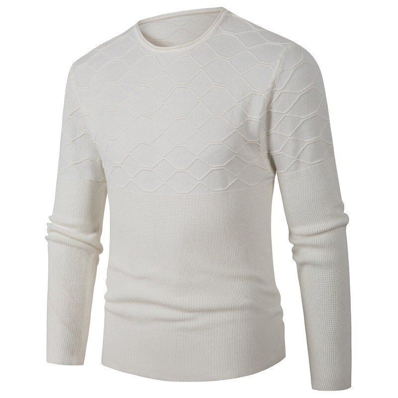 Sweater Herre O-hals Pullover Slim Fit Strik Langærmede Sweatere Casual Efterår Vinter Strikkede Pullovere - Sort