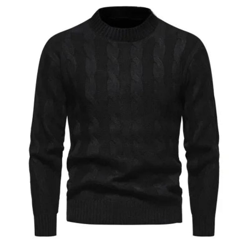 Sweatere Tøj Vinter Vintage Sweater Mænd Frakker Ensfarvet Stribet Pullover Rullekrave Efterår - Sort