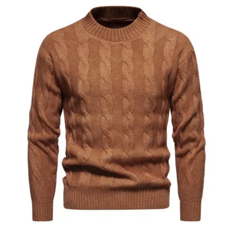 Sweatere Tøj Vinter Vintage Sweater Mænd Frakker Ensfarvet Stribet Pullover Rullekrave Efterår - Sort