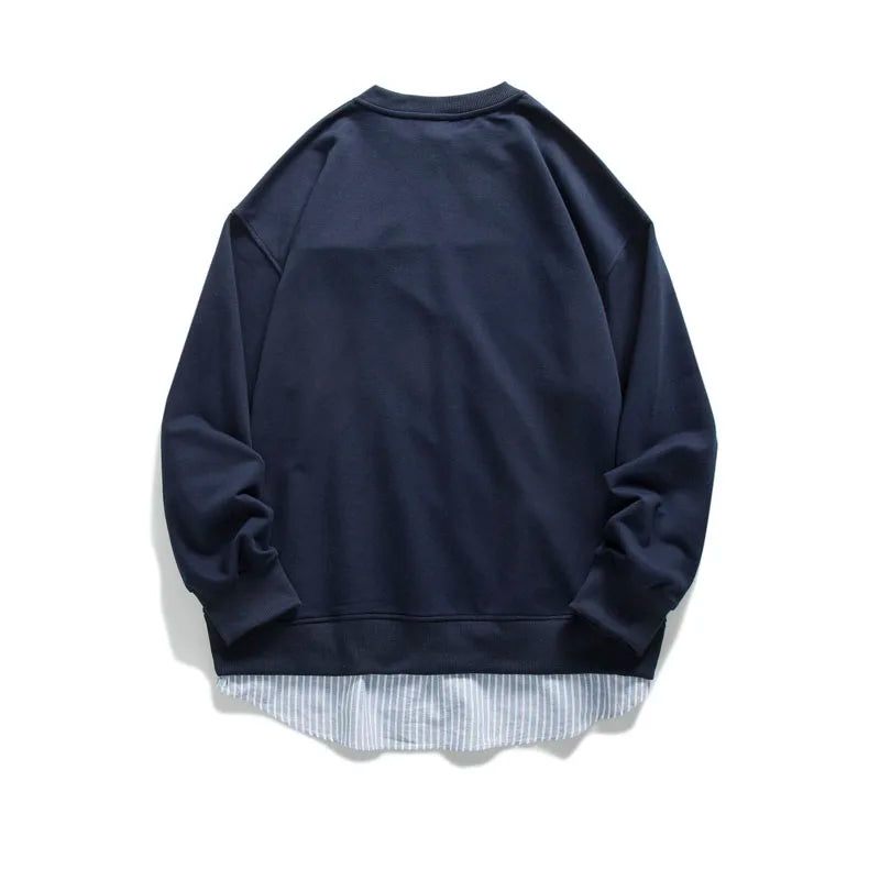 Sweatshirt Herretøj Streetwear Løs Pullover Spring Casual Par Top Mandlige - Marine Blå