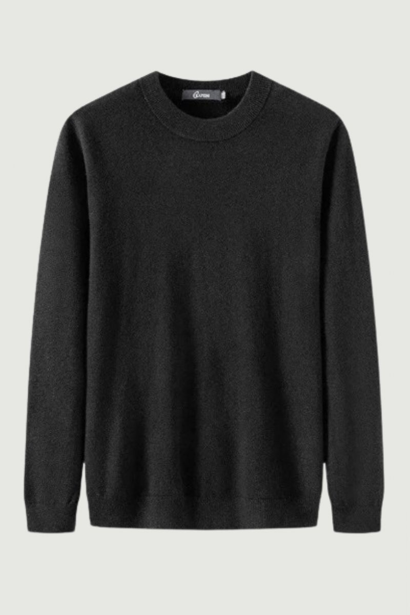 Uld Solid Sømløs Sort Forår Efterår Herre Pullovers Sweater