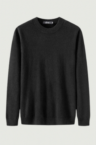 Uld Solid Sømløs Sort Forår Efterår Herre Pullovers Sweater