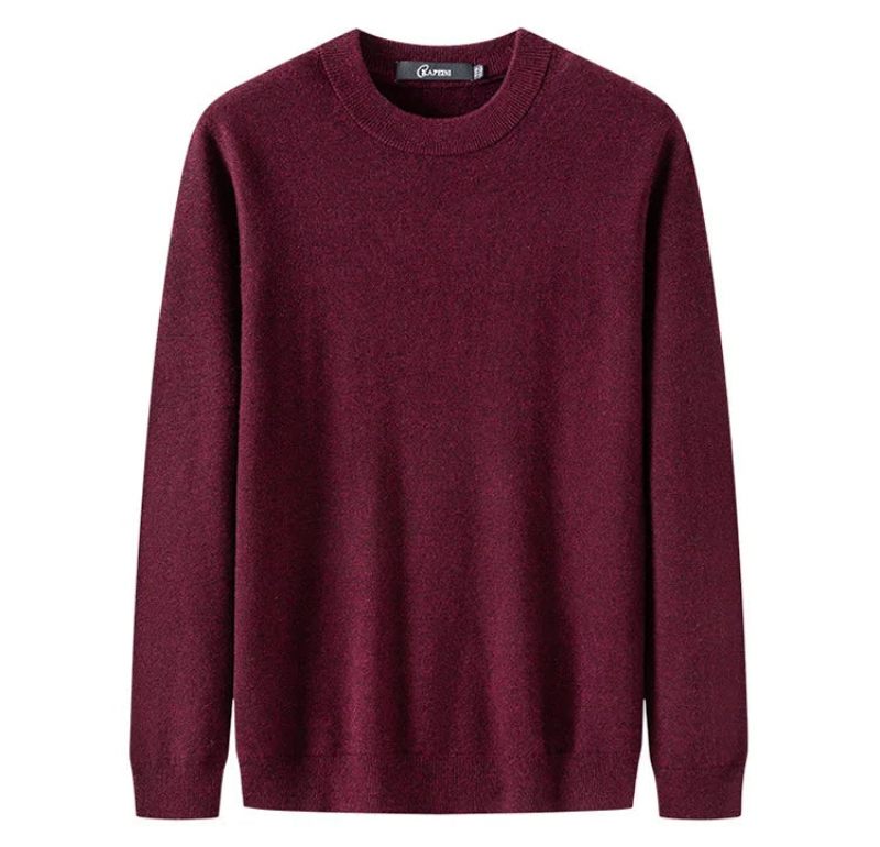 Uld Solid Sømløs Sort Forår Efterår Herre Pullovers Sweater - Sort