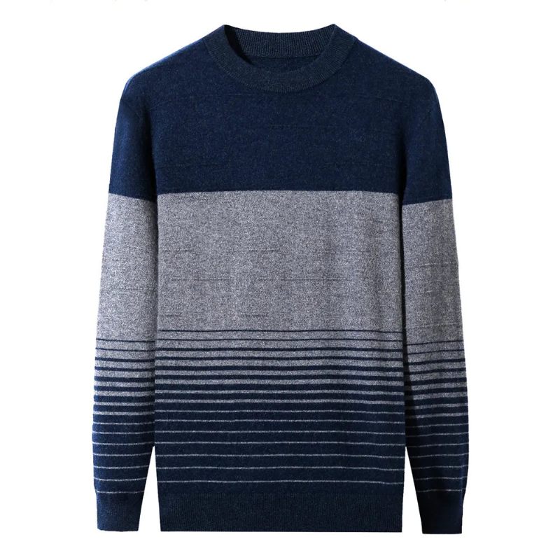 Uld Stribet Sweater Med O-hals Til Mænd Tøj Efterår Vinter Ny Ankomst Klassisk Pullover Pull Homme - Grøn