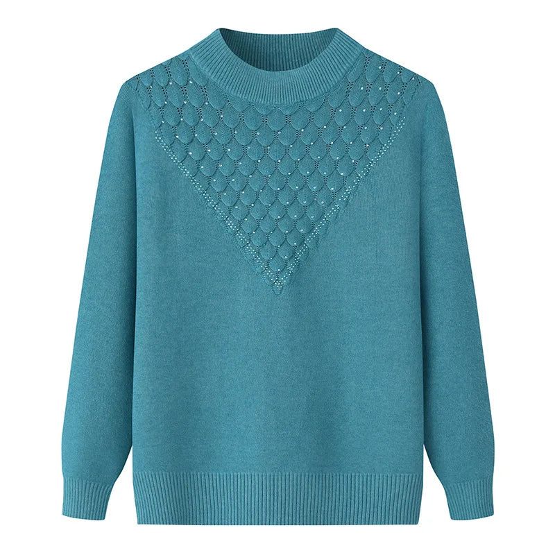 Vinter Dame Sweatere Og Pullovere Langærmede Solid Split Led Vintage Varm Strikket Sweater - Grøn