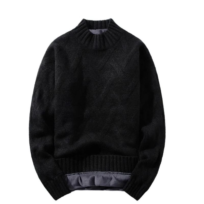 Vinter Mænd Sweater Rullekrave Strik Pullovers Varm Fritid Langærmet Tykkere Varmt Streetwear - Kaki