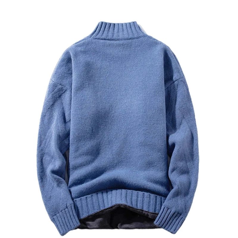 Vinter Mænd Sweater Rullekrave Strik Pullovers Varm Fritid Langærmet Tykkere Varmt Streetwear - Kaki