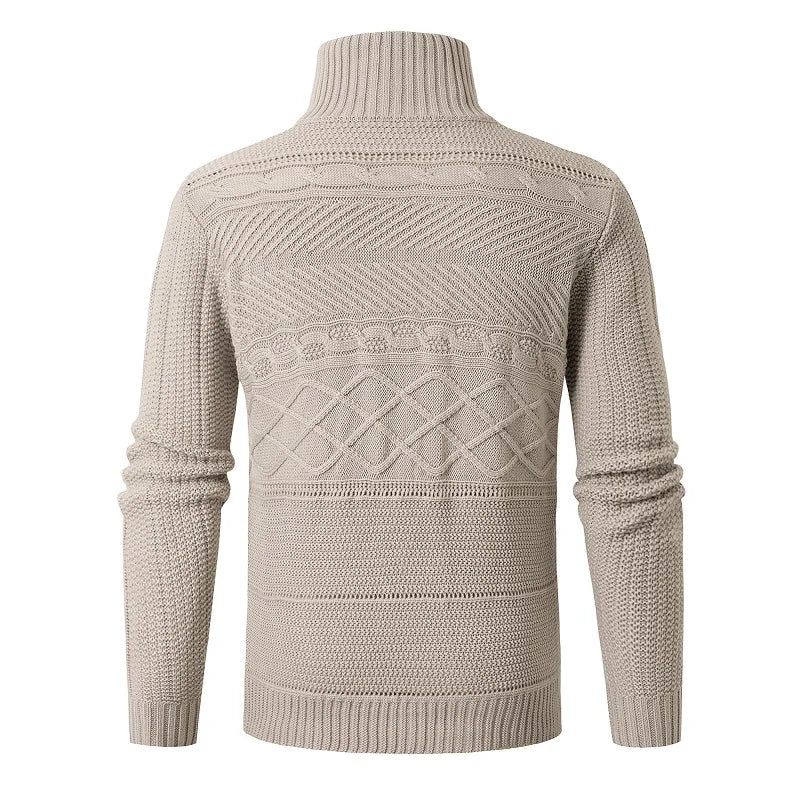 Vintervarme Mænd Casual Slim Fit Herretrøjer Cardiganhorn Tykke Sweater Knap Top Coat - Kaffe